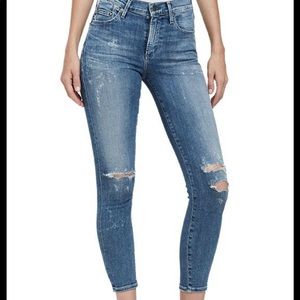 Citizens Of Humanity Distressed Bleached Rocket Crop High Rise Skinny Jeans